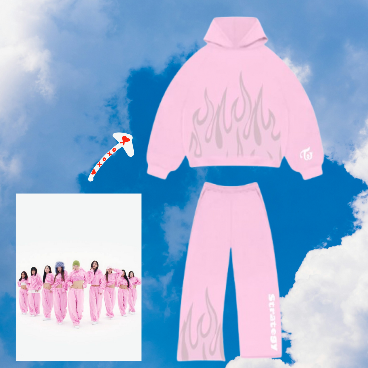 TWICE STRATEGY INSPRIED PINK FLAME TRACKSET (UNISEX)